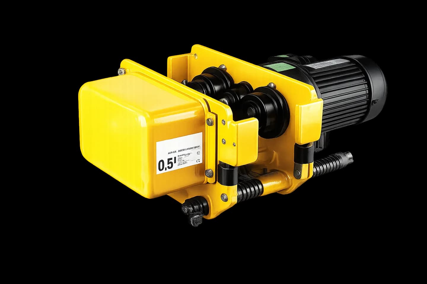 Trole elétrico Elevar série TEE, carro de translação amarelo com motor elétrico