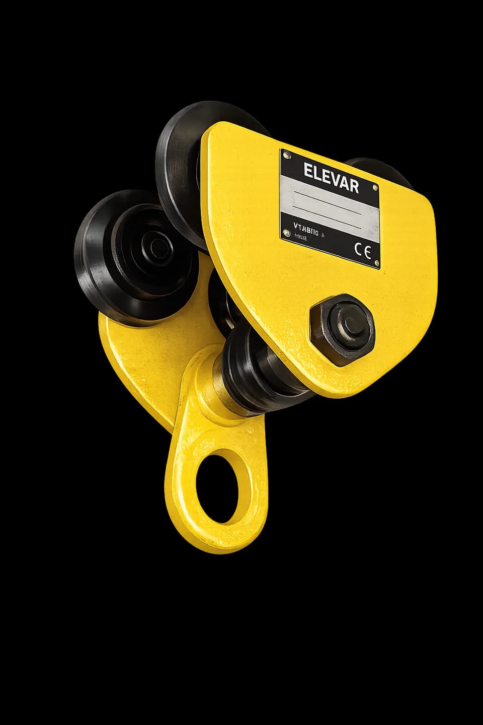 Trole manual Elevar série TE, carro de translação amarelo e preto para viga, sem motor